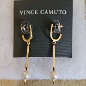Vince Camuto Gold and Pearl Earrings